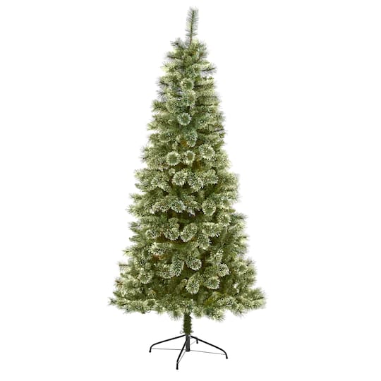7ft. Unlit Wisconsin Slim Snow Tip Pine Artificial Christmas Tree